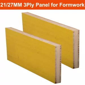 Triply Panel 21mm 27mm Waterproof 3 Ply Yellow Shuttering Plywood Panel for Concrete Formwork